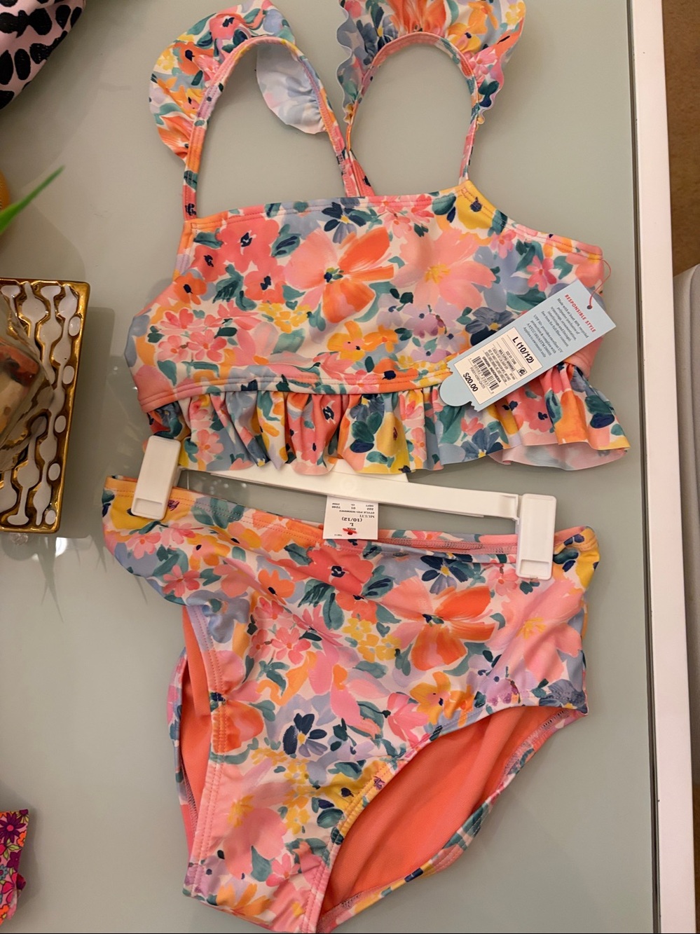 Cat and Jack Size 10/12 Large Girls 2pc Swimsuit